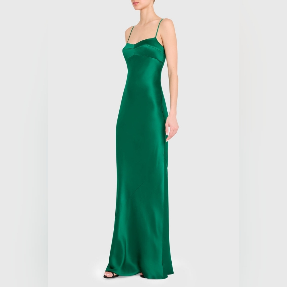 NEW RARE Amanda Uprichard BLACK Janeiro Silk Evening Gown Maxi Dress | Size Med - Picture 12 of 14